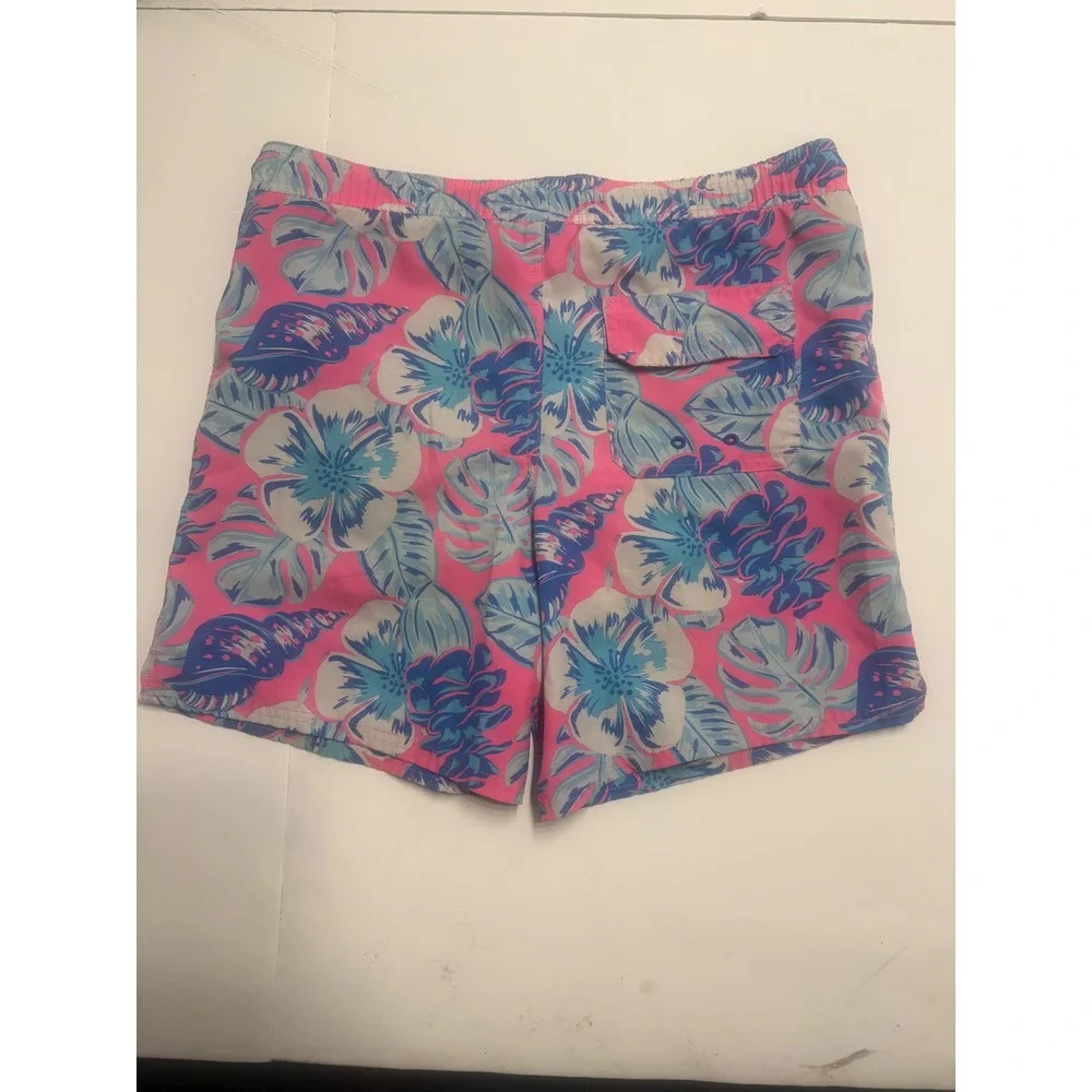 Vineyard Vines Mens Pink Blue Tropical Floral Swim Trunks Board Shorts Size M